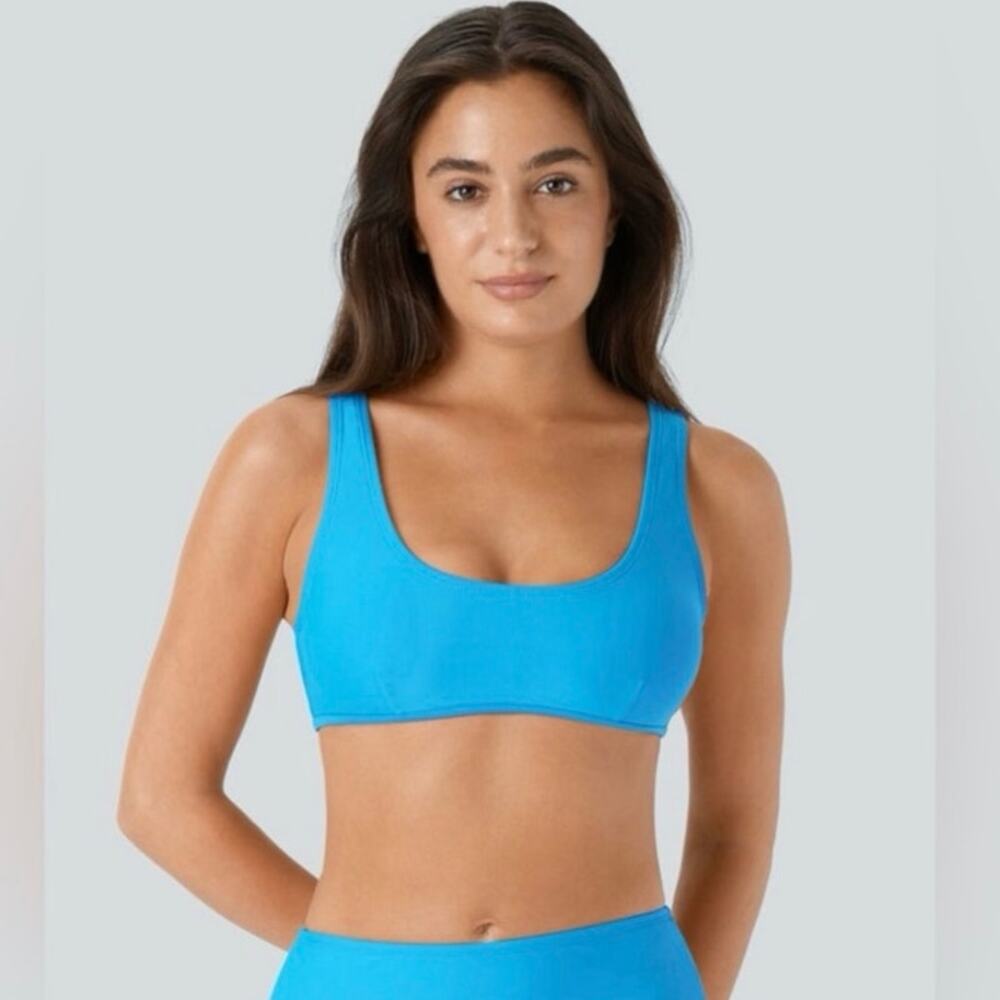 NEW Halara Turquoise U‎ Neck Bikini Top Sculpting Minimal Luxe Swimwear XXS